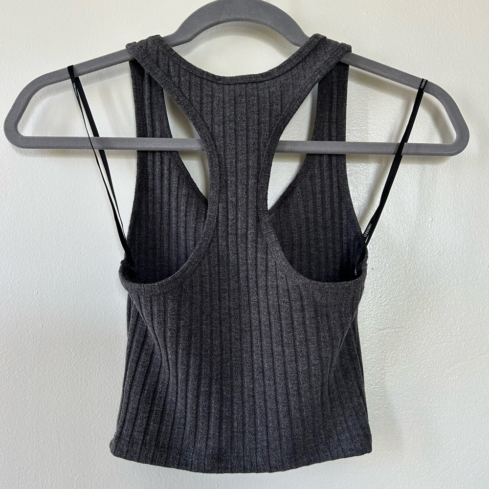 NWOT Cropped Gray Racerback Tank - Picture 3 of 4